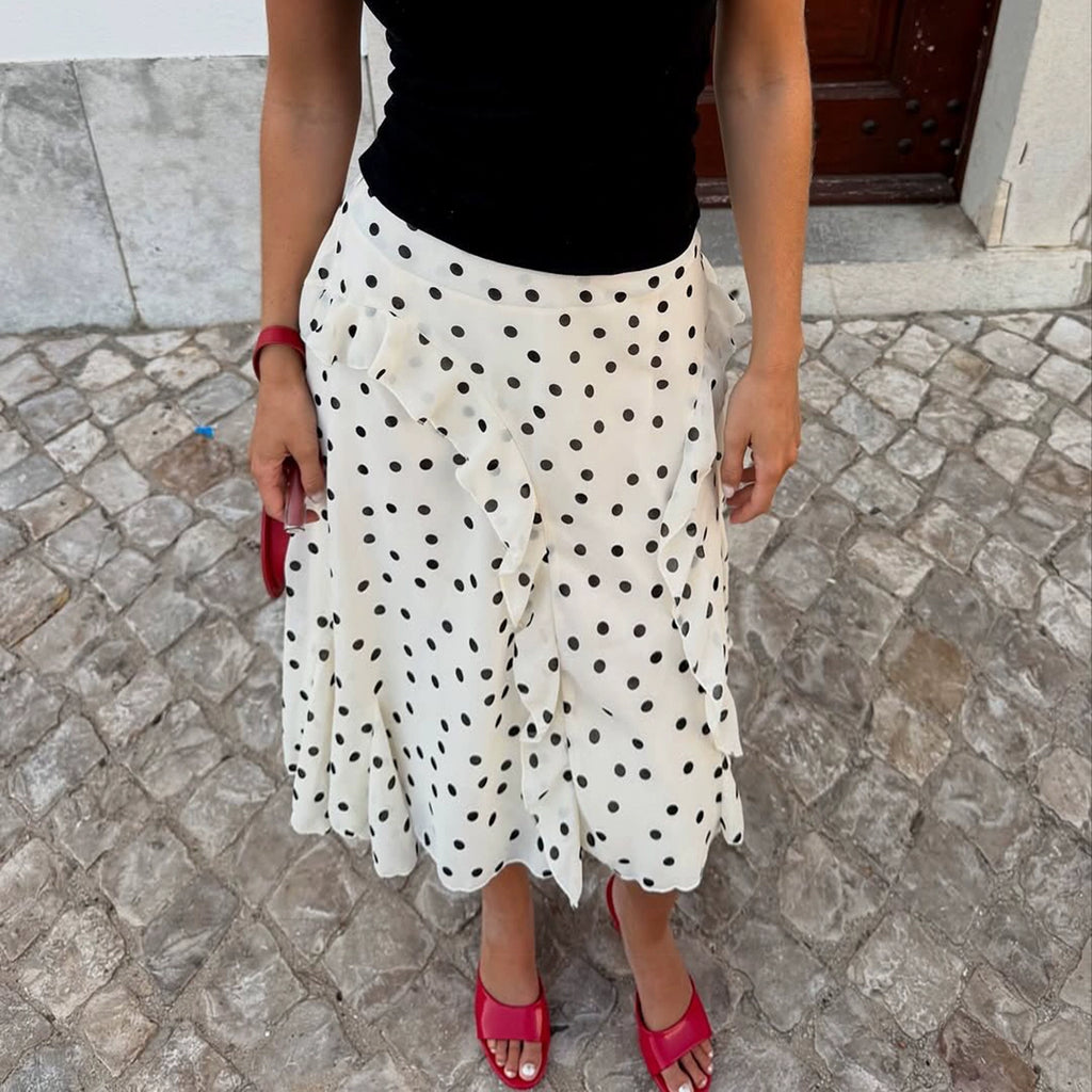 Kenzley Ruffled Patchwork Asymmetric Skirt - White [UN6WTENI]