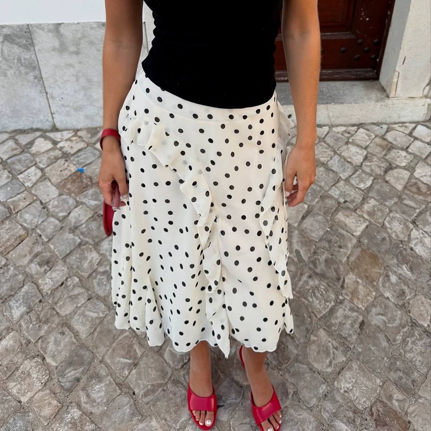 Kenzley Ruffled Patchwork Asymmetric Skirt - White [UN6WTENI]