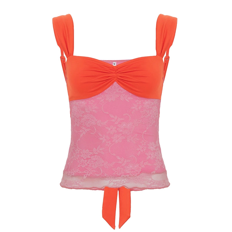 Summer Orange Lace Crop Top - Orange [D1M53YQM]
