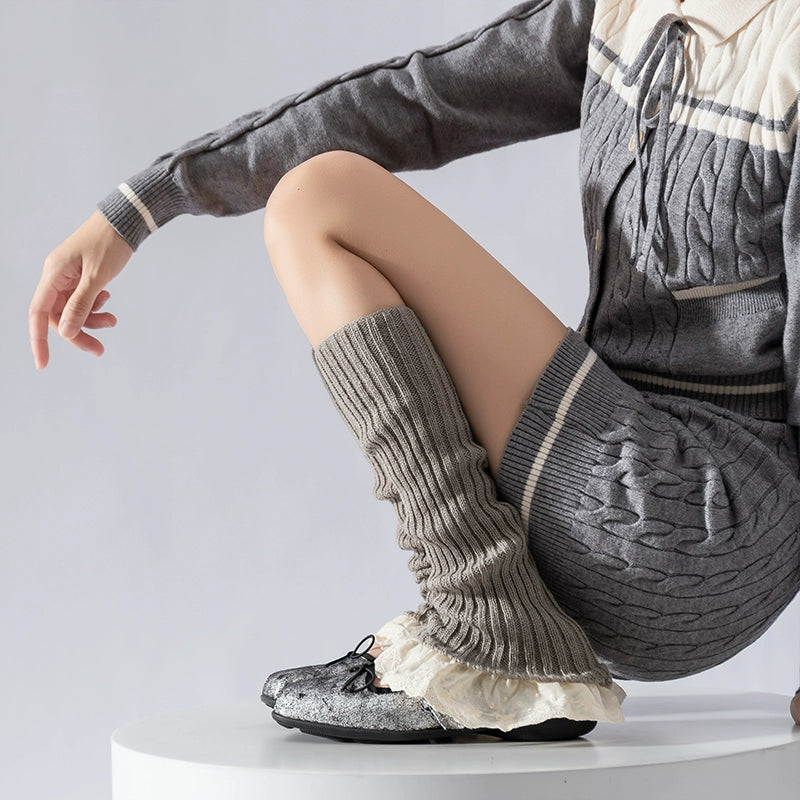 Kathleen Lace Knit Socks - Grey [2S5KAB5W]