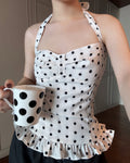 Alaura Polka Dot Halter Top - White [N8I7IWR5]