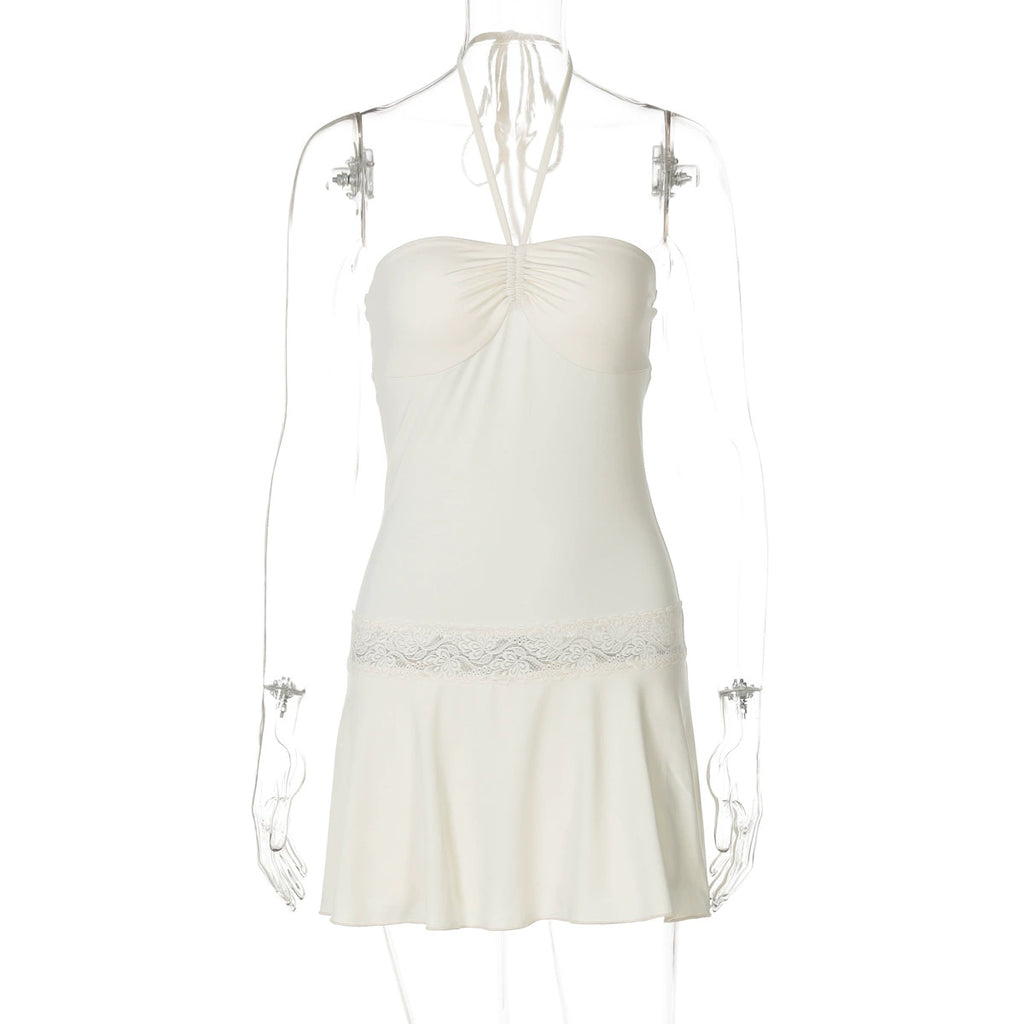 Haydee Lace Halter Mini Dress - Apricot [K71U2JAU]