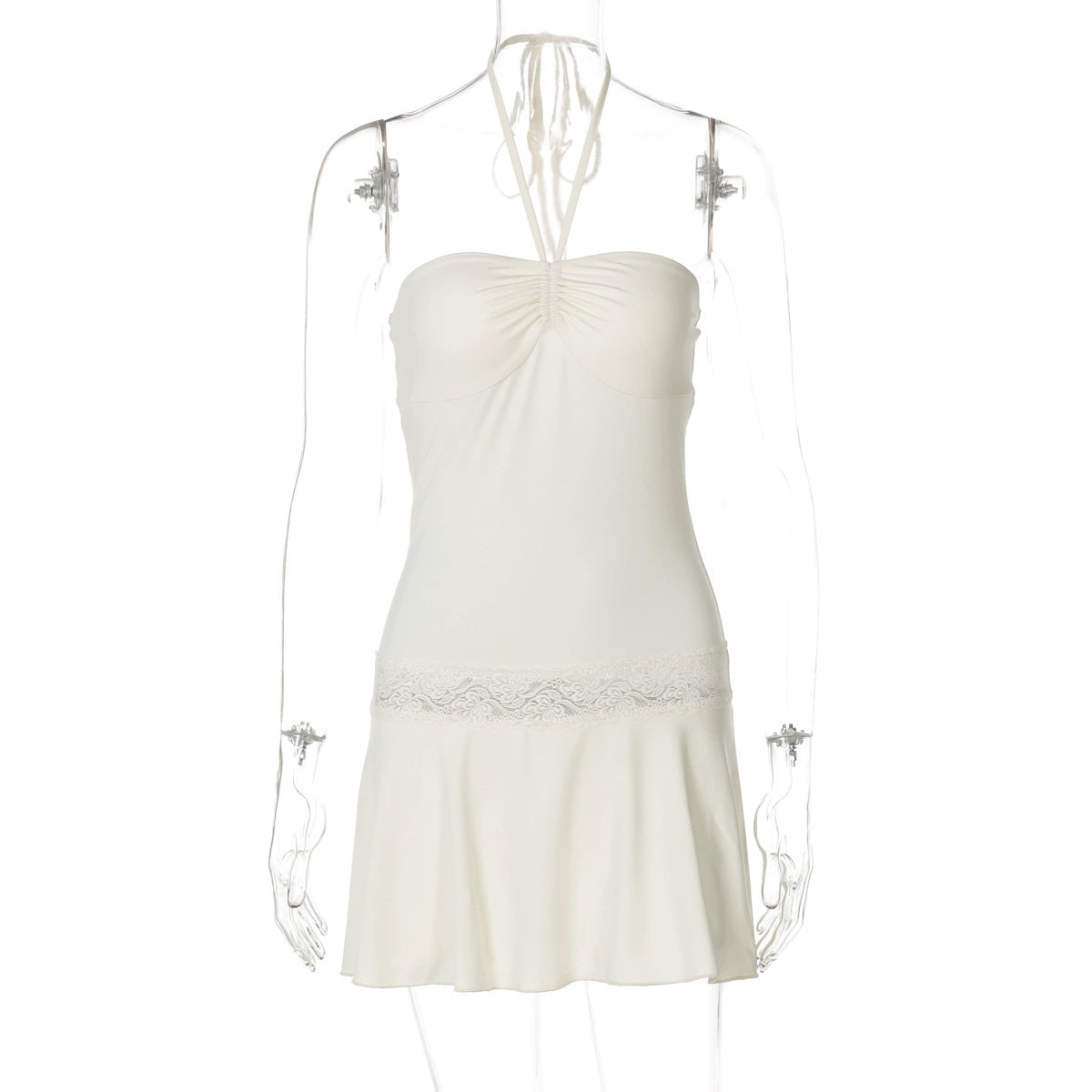 Haydee Lace Halter Mini Dress - Apricot [K71U2JAU]
