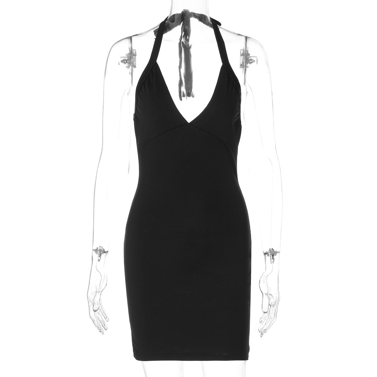 Faiza Backless Halter Mini Dress - 黑色 [ZVD15CB5]