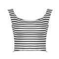 Emberlee Striped Square Neck Crop Top - Black and White [DEYOT27S]
