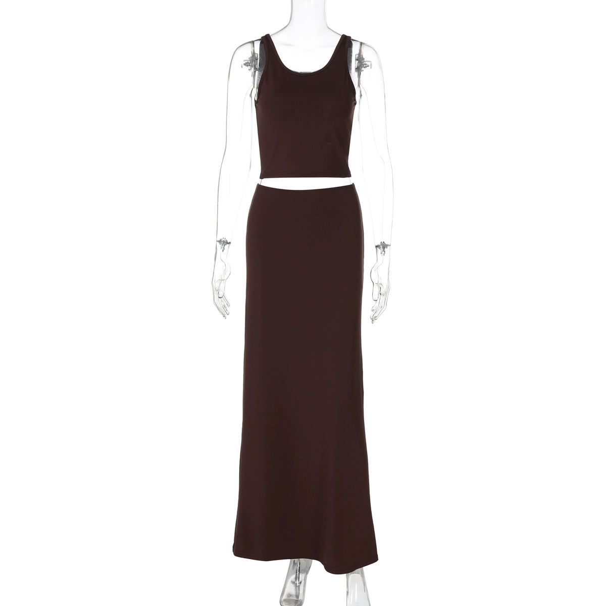 Dim Maillard Pleated Skirt Set - Brown [9B03WSYE]