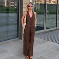 Kaela Brown Vest Pant Set - Brown [WLDP644Y]