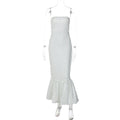 Azaria Polka Dot Strapless Midi Dress - White [BT2NOT3H]