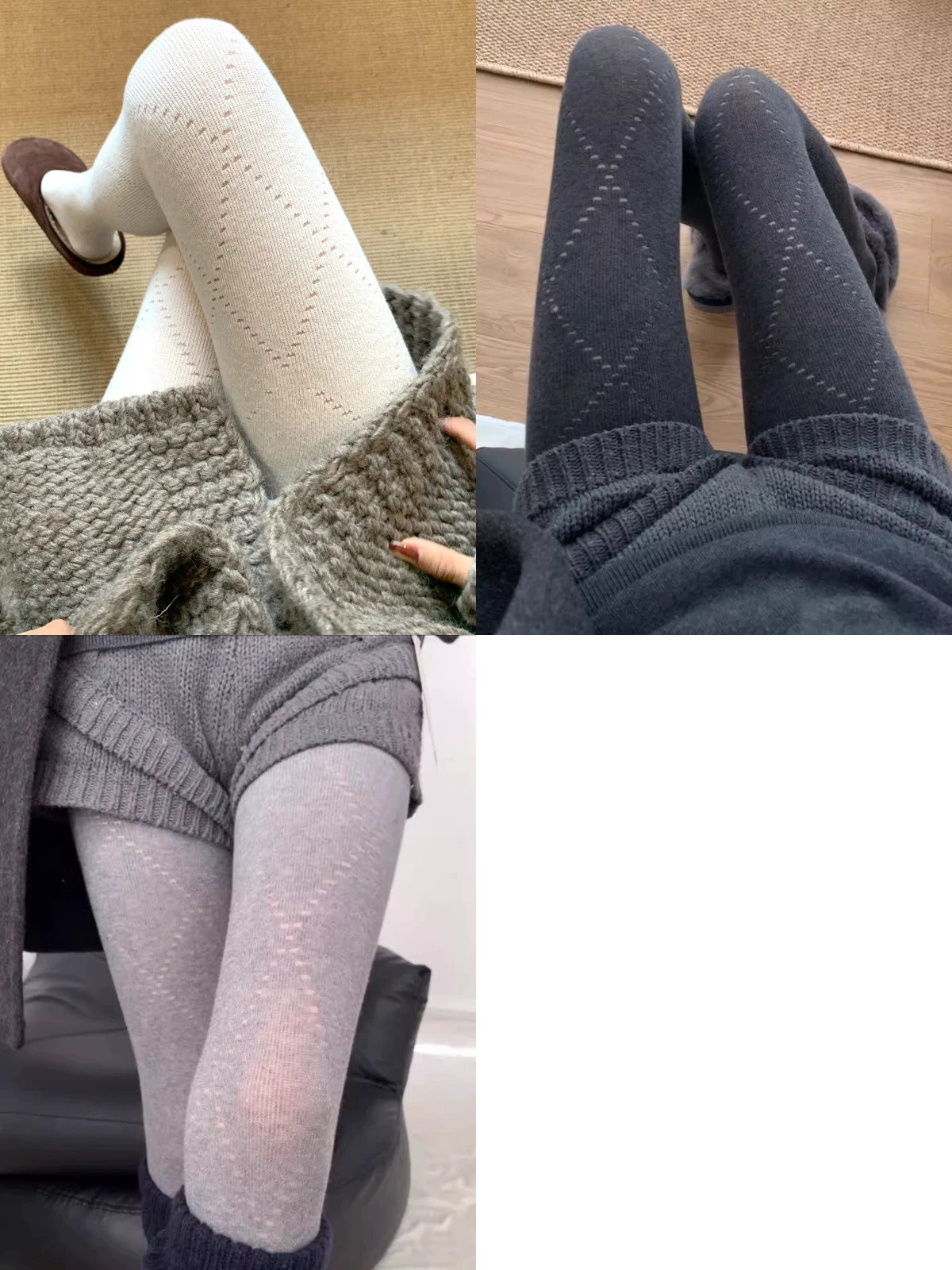 America Flawless Sheer Tights - White + Dark Gray + Light Gray [2DYY92PK]