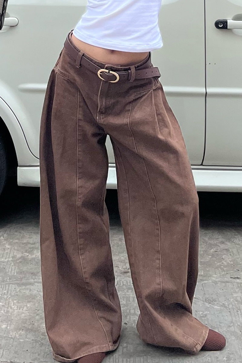 Katelynn Vintage Wide-Leg Jeans - Brown [PAITW2WU]