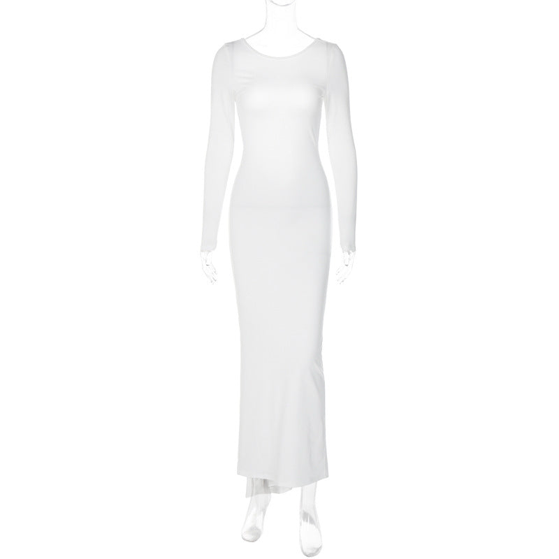 Mireille Backless Ruched Long Dress - White [YP16I3GY]