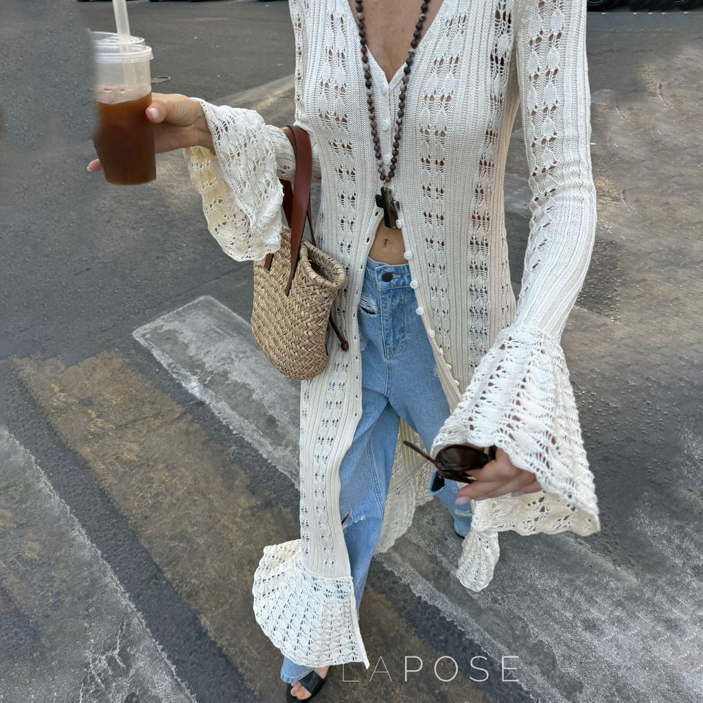 Aiden Crochet Long Cardigan