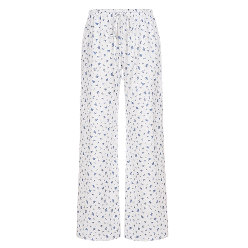 Grey Floral Drawstring Lounge Pants - White [IIIAWFIK]