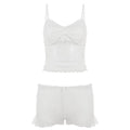 Lace Trim Cami and Shorts Set - White [KO1BYBAX]