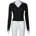 Nyla Contrast Trim V-Neck Top - Black [4174IYX4]