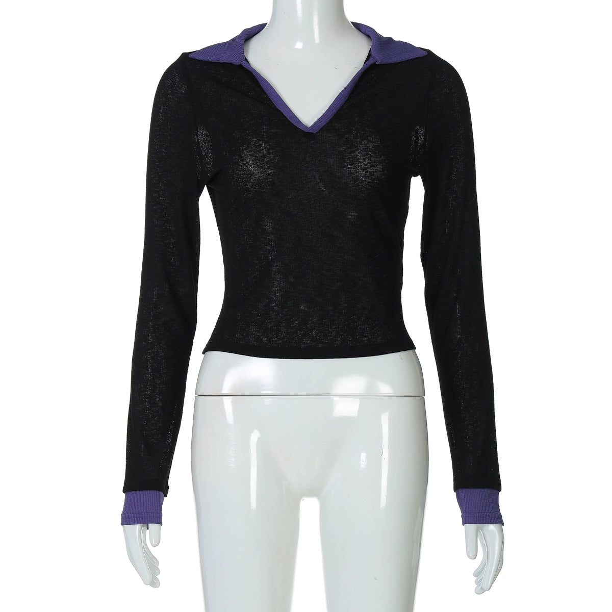 Nyla Contrast Trim V-Neck Top - Black [4174IYX4]