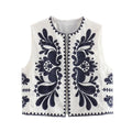 Yaneth Embroidered Crop Vest - Black [UPS6AKNR]