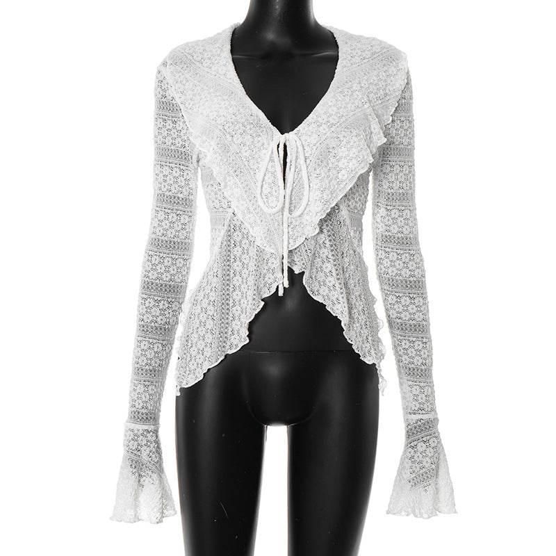 Lisbeth Lace Cardigan Top - White [H6144DBR]
