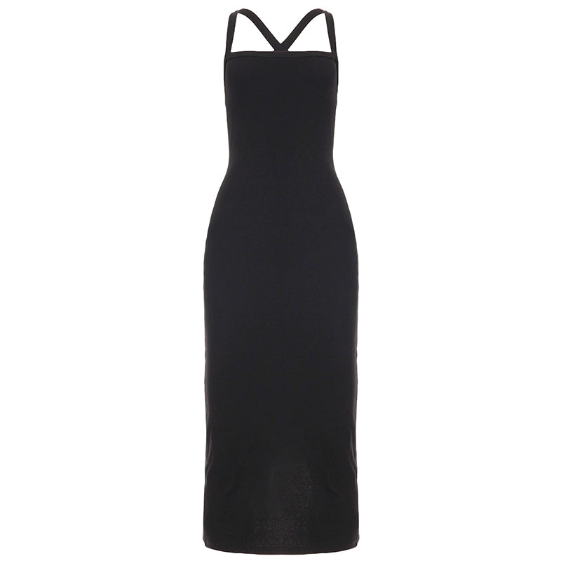 Abrianna Halter Backless Maxi Dress - Black [U1RLPBFY]