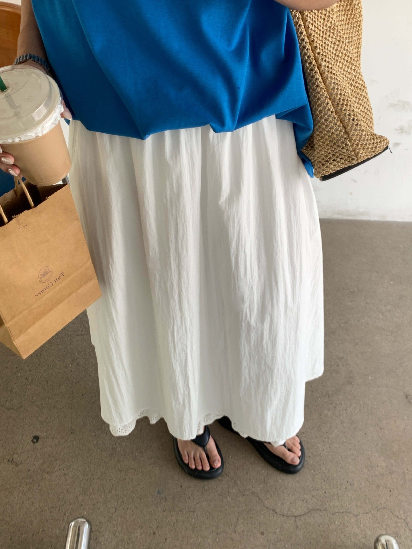 Kalie Elastic Waist Maxi Skirt - White [HV7GH1MM]