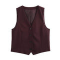 Coral Button-Up Crop Vest - Wine Red [7LJZCYHW]