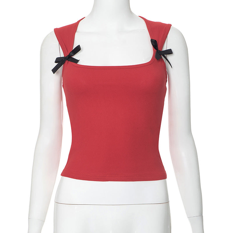 Ambria Square Neck Crop Top - Red [W9BLQ9BL]