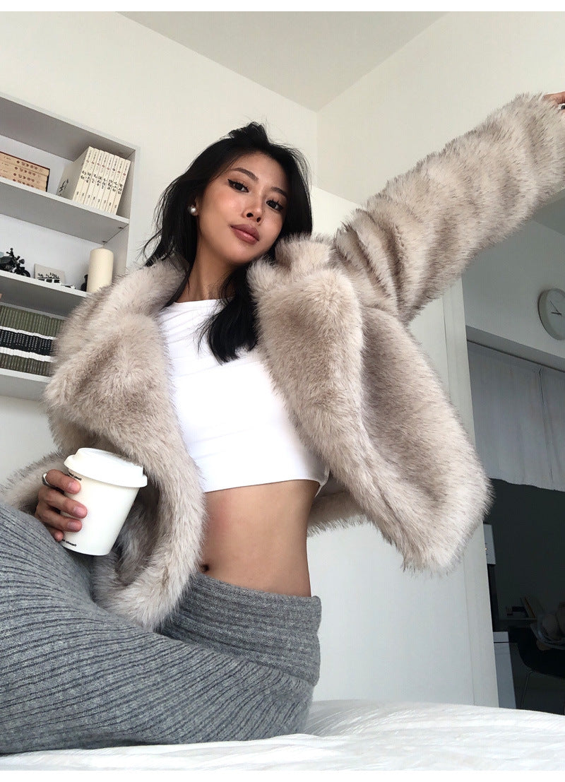 Blakelyn Faux Fur Coat - Gray with Dark Tips [JNX88RLD]