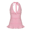 Lynnleigh Pink Halter Crop Top - Pink [RL327MTN]