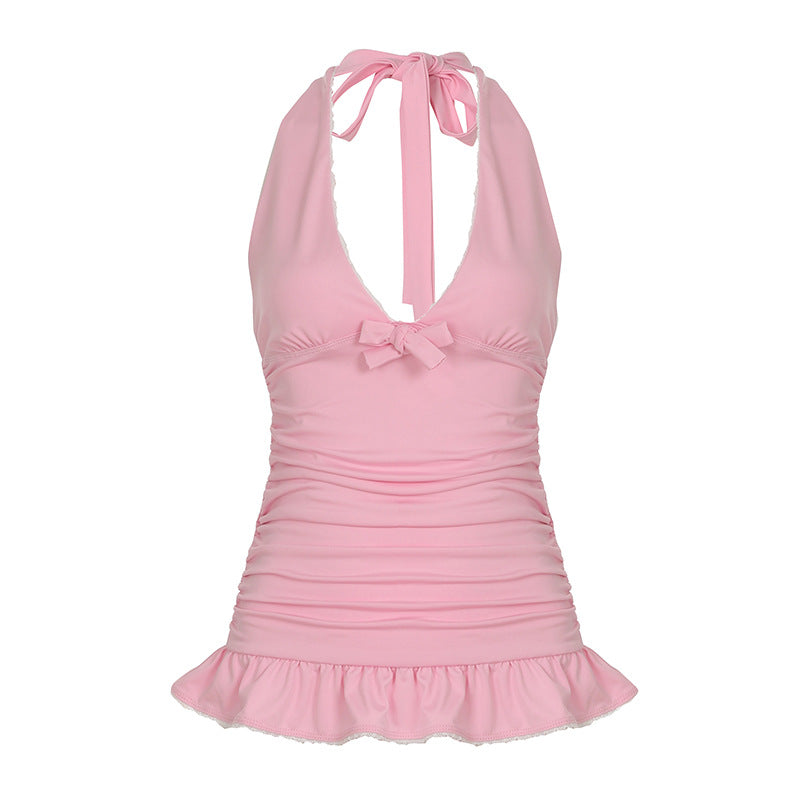 Lynnleigh Pink Halter Crop Top - Pink [RL327MTN]
