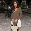 Jayani Contrasting Trim Skirt Set - Khaki [3AF81VUA]