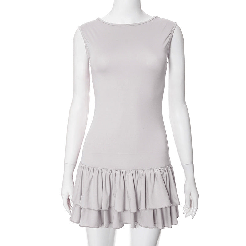 Shae Contrast Floral Mini Dress - Light Gray [1XVWH7PK]