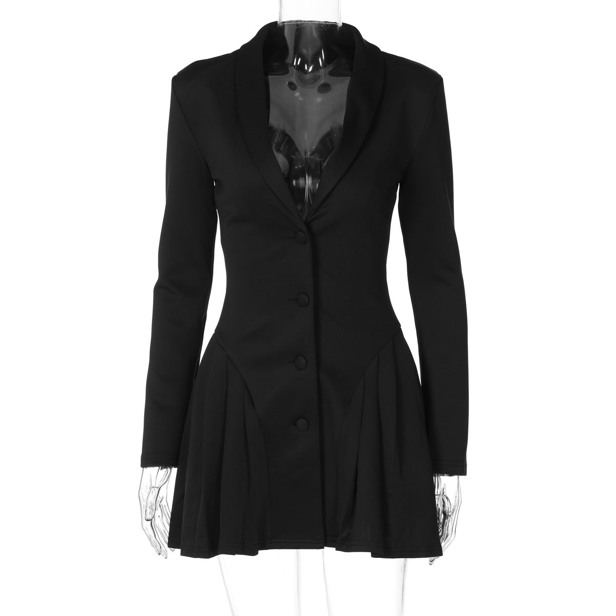 Louella Collared Ruffle Mini Dress - Black [L6F5SQKC]