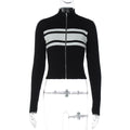 Kacy Contrast Zipper Knit Top - Black [W5SZ0KBE]