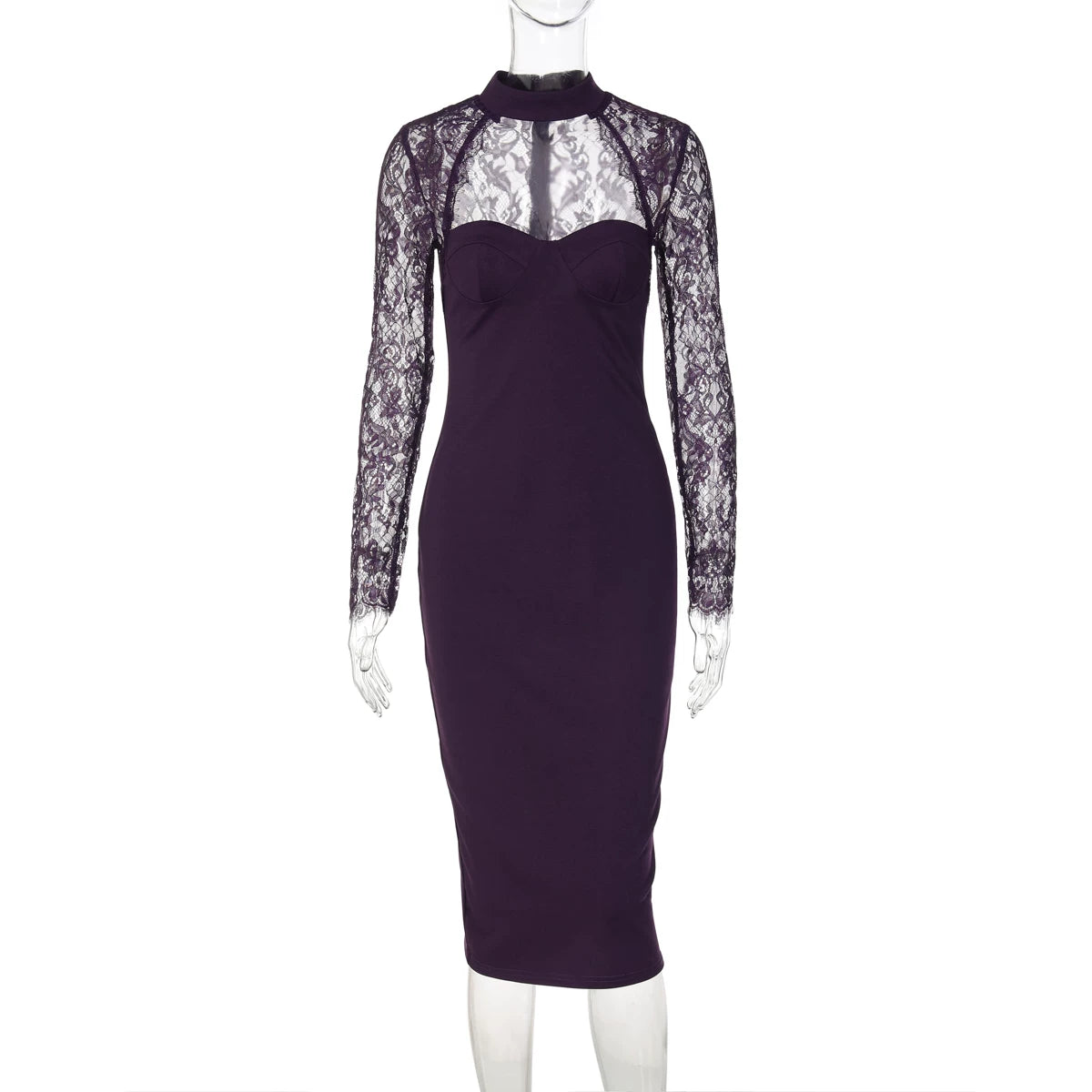 Lace Slit Maxi Dress - Purple [34Z10LD3]