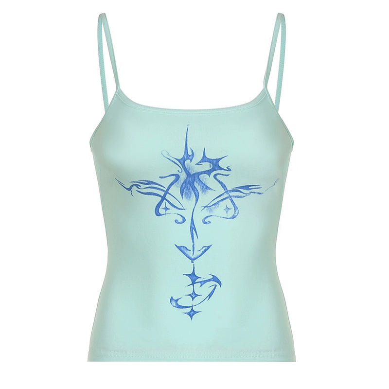 Karsynn Crystal Print Crop Top - Blue [2IPCPG6W]