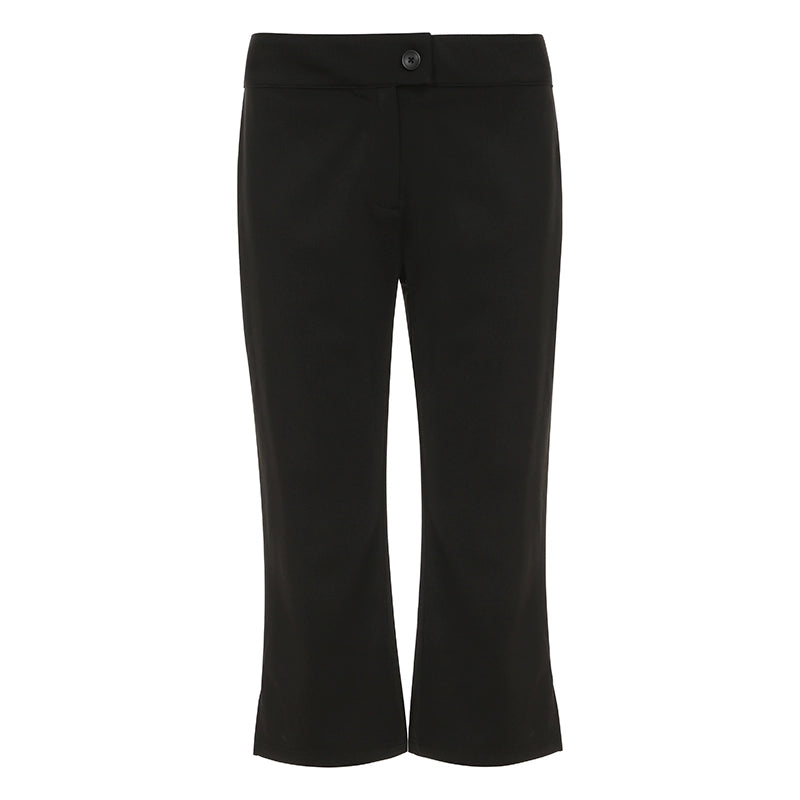 Novalynn Slit Hem Midi Pants - Black