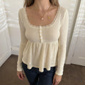 Aaleiya Lace Square Neck Top - Light Yellow [N16745FI]