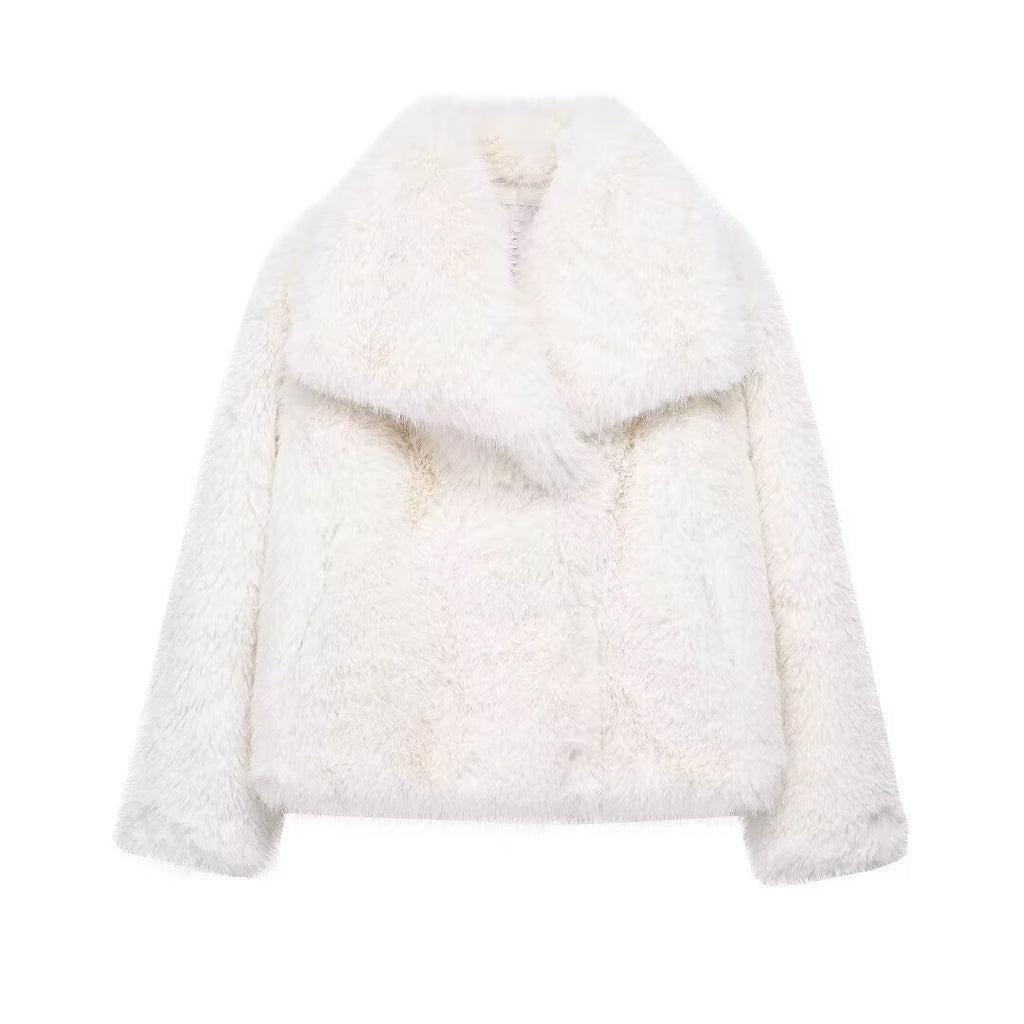 Nathalia Faux Fur Lapel Jacket - Snow White [SWGOKYPL]