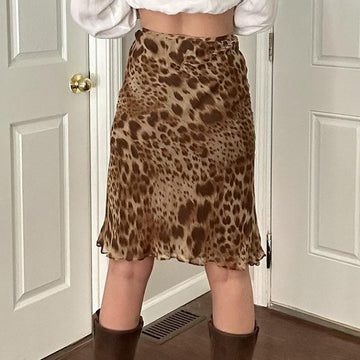 Zena Leopard Mesh Midi Skirt