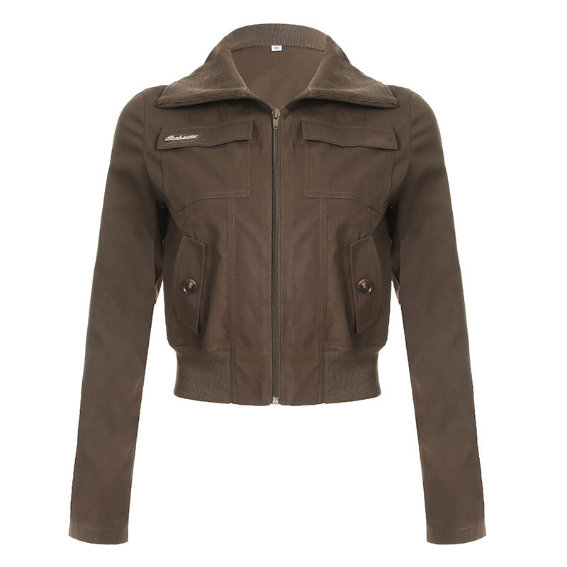 Carlynn Striped Bomber Jacket - Dark Brown [7WMFKRM0]