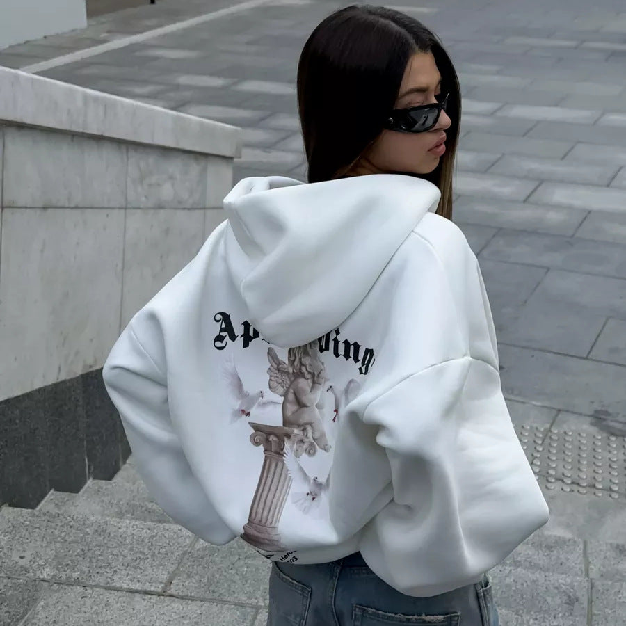 Alynna Printed Zipper Hoodie - White [PZ2PXY01]