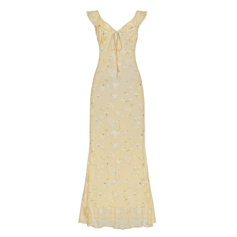 Rome Yellow Floral Maxi Dress - Yellow