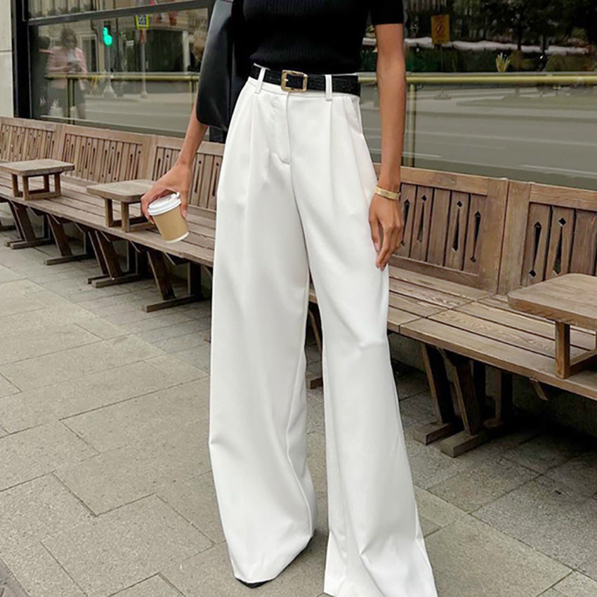 Alaura High-Waisted Straight Pants - White [UN9IK8DB]