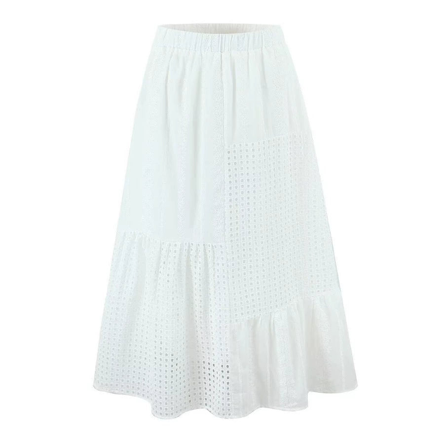 Saray Embroidered Cutout Skirt Set - White Skirt [QH387QLX]