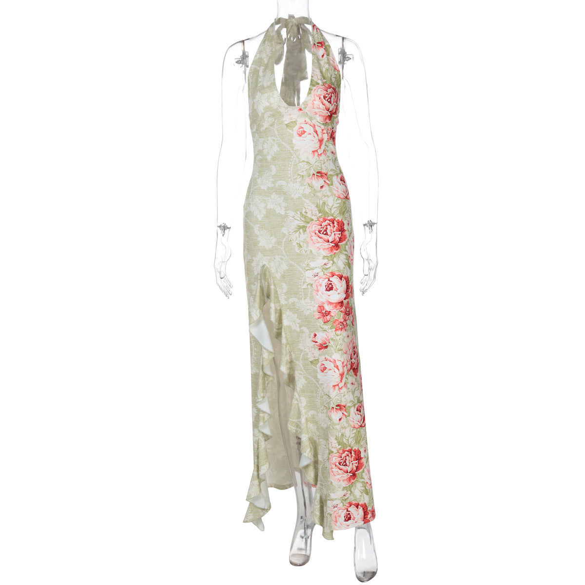 Marah Floral Halter Maxi Dress - 浅绿色 [IY5BWKKQ]