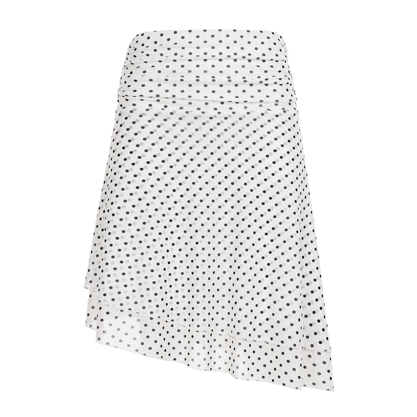 Izel Polka Dot Mesh Midi Skirt - White