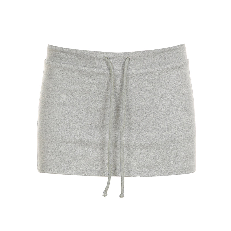 Jenna Knit Lace-Up Mini Skirt - Gray [LREXXSQJ]