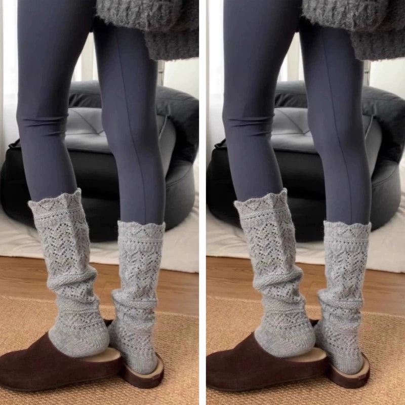 Sabella Knit Leg Warmer Socks - Grey (2 Pairs) [7G6ZR6IU]