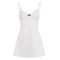 Lace Splicing Satin Mini Dress - White [ZBFYS6CB]