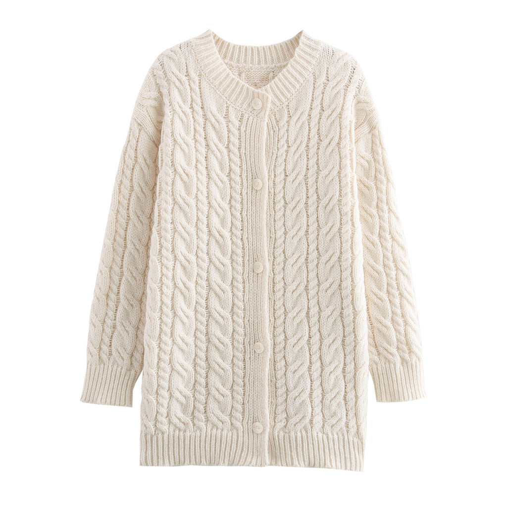 Abriana Twist Knit Cardigan - Off-white [BJGA6NWI]